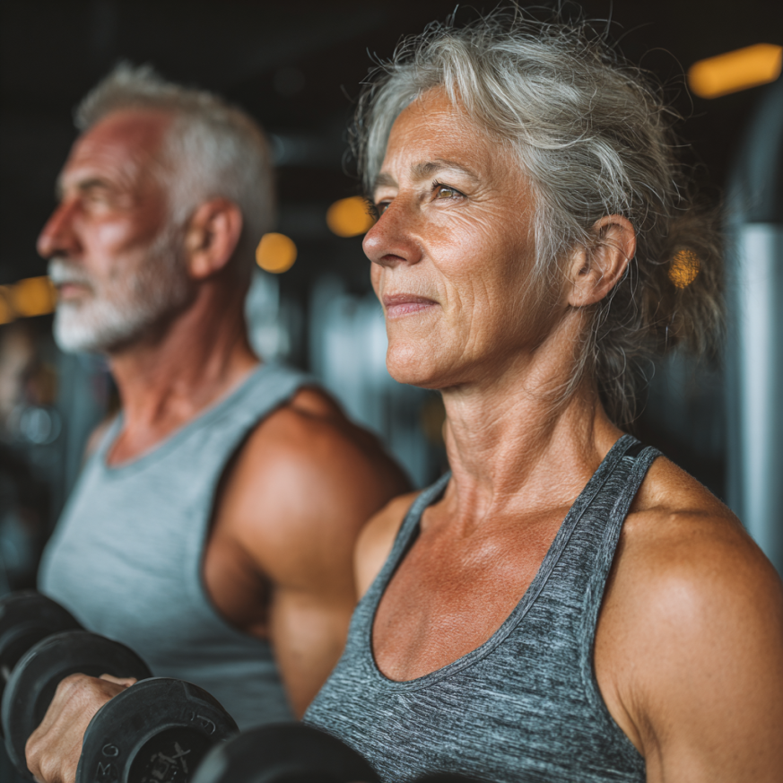 Grupul de seniori practicând exerciții